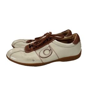 Vintage Coach Serena Womens Low Top Ivory Leather Lace up Sneaker Size 8M